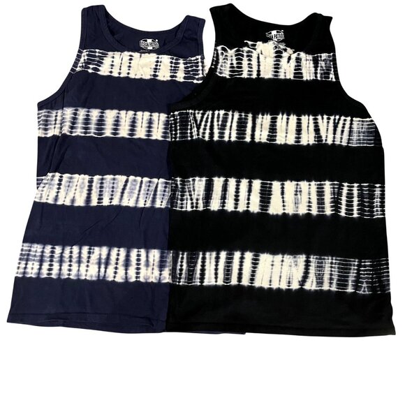 Ocean Patrol Mens XL Tie-Dye Tank Tops Set Of 2 Navy & Black Cotton Made In Indi - Picture 1 of 5